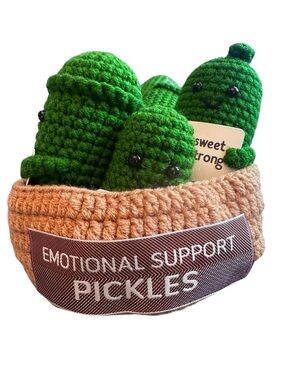 Emotional Support Pickles Crochet Plush Toy Set - Green